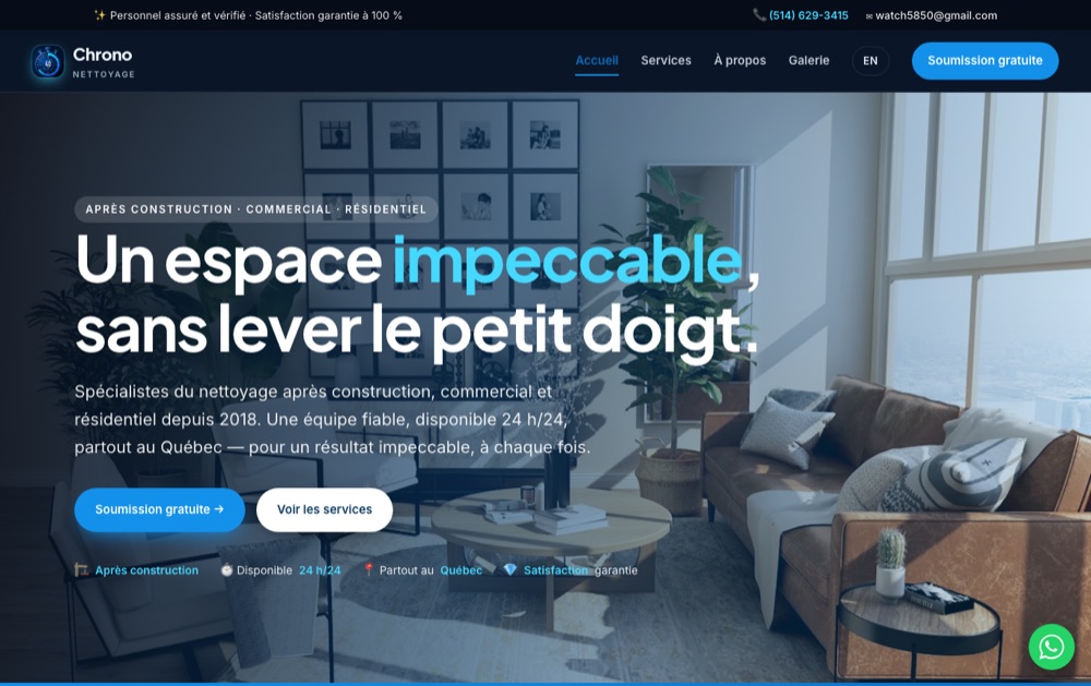 Chrono Nettoyage website built by Webscales