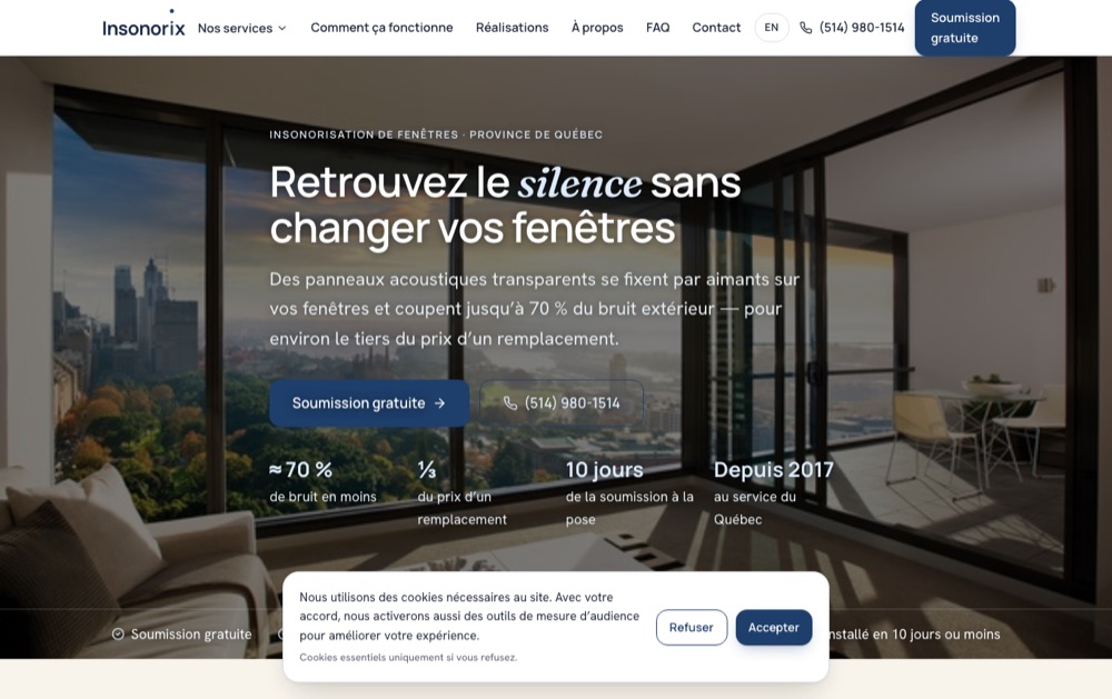 Insonorix website built by Webscales