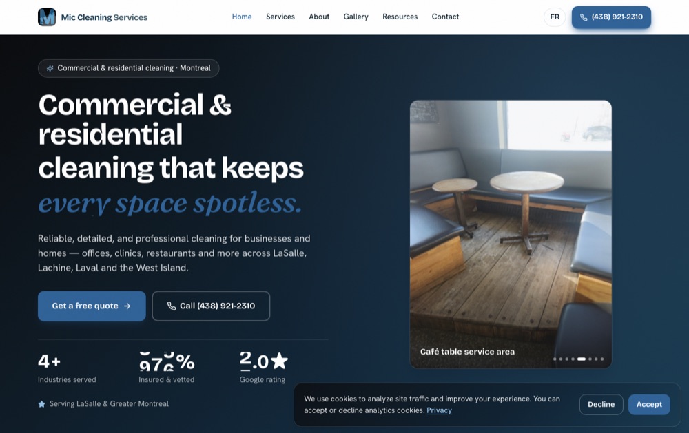 Mic Cleaning Services website built by Webscales