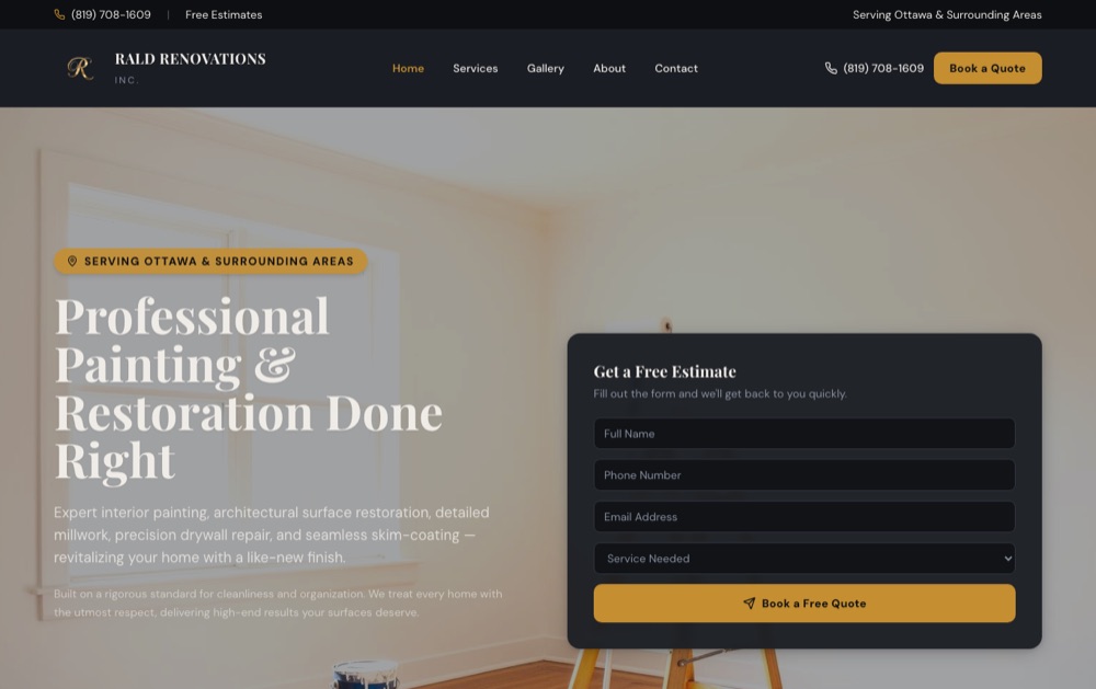 RALD Renovations website built by Webscales